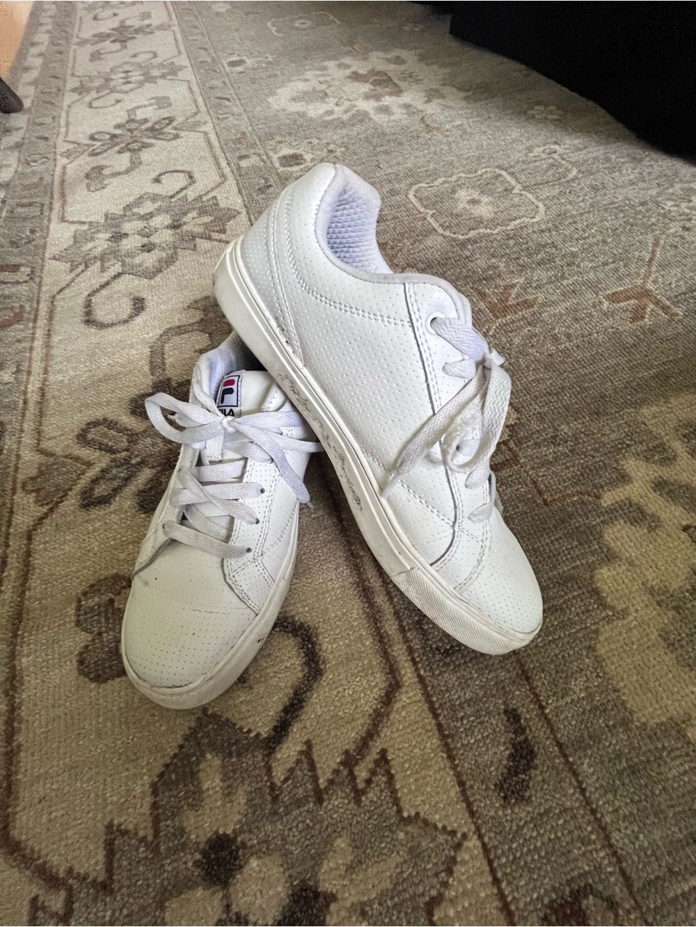 Fila White Low-Top Lace-Up Sneakers
